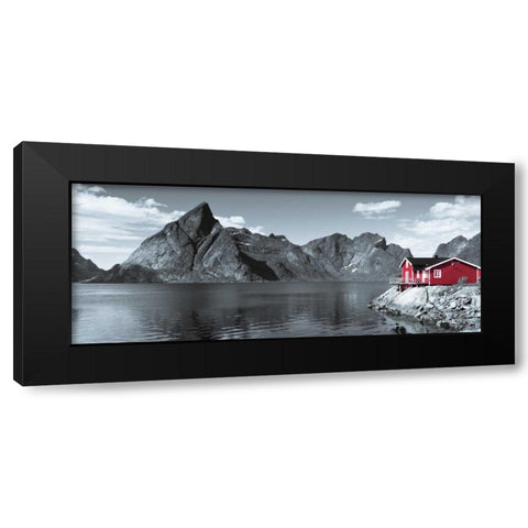 Fishing huts on the waterfront, Lofoten, Norway Black Modern Wood Framed Art Print by Frank, Assaf