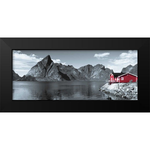 Fishing huts on the waterfront, Lofoten, Norway Black Modern Wood Framed Art Print by Frank, Assaf