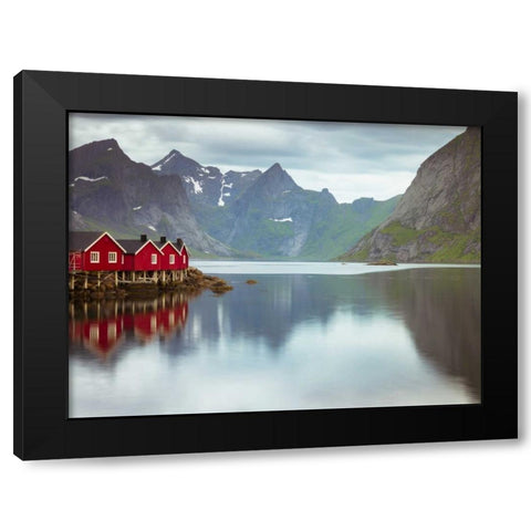 Fishing huts on the waterfront, Lofoten, Norway Black Modern Wood Framed Art Print by Frank, Assaf