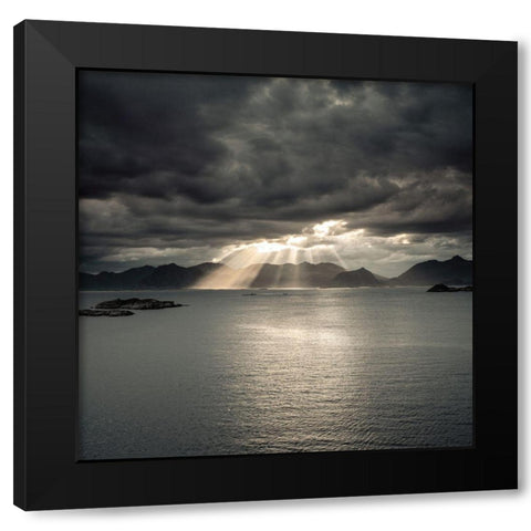 Sunset of Norwegian fjord-Lofoten-Norway Black Modern Wood Framed Art Print by Frank, Assaf