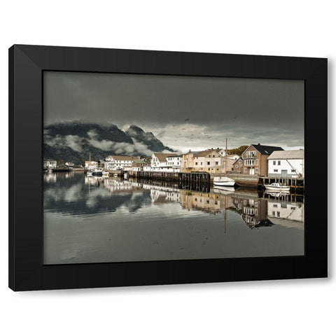 Village in Lofoten-Norway Black Modern Wood Framed Art Print by Frank, Assaf
