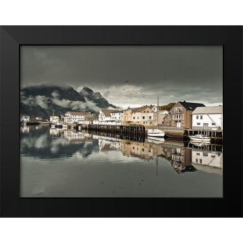 Village in Lofoten-Norway Black Modern Wood Framed Art Print by Frank, Assaf