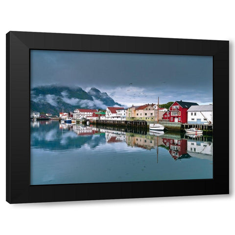 Village in Lofoten-Norway Black Modern Wood Framed Art Print by Frank, Assaf