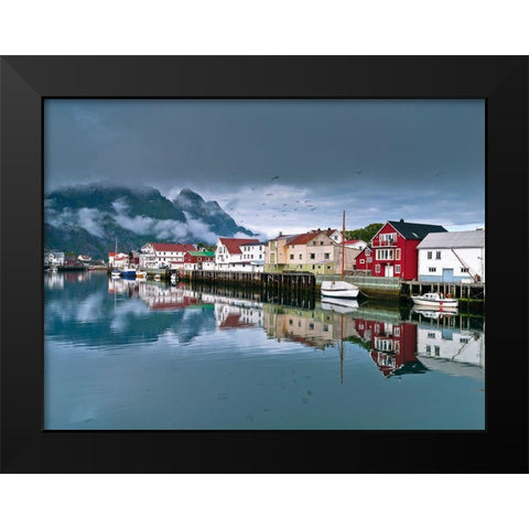 Village in Lofoten-Norway Black Modern Wood Framed Art Print by Frank, Assaf