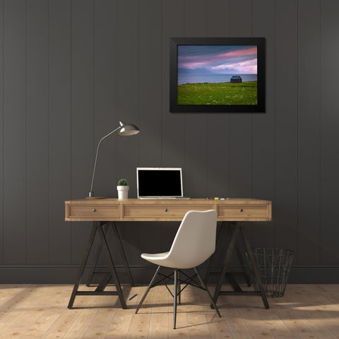 Beach hut on Lofoten coastline, Norway Black Modern Wood Framed Art Print by Frank, Assaf