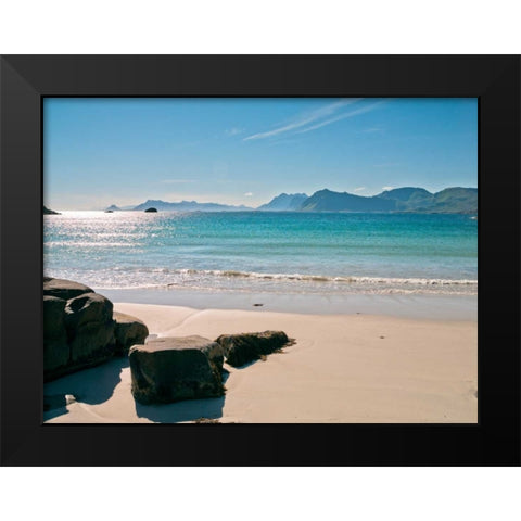 Beautiful beach, Lofoten, Norway Black Modern Wood Framed Art Print by Frank, Assaf