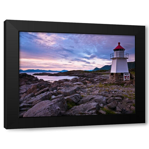 Light house on coast, Lofoten, Norway Black Modern Wood Framed Art Print by Frank, Assaf