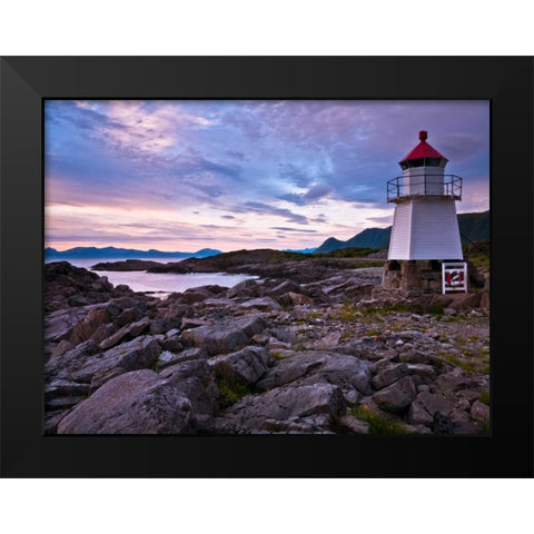 Light house on coast, Lofoten, Norway Black Modern Wood Framed Art Print by Frank, Assaf