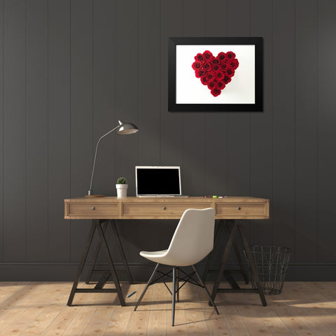 Rose flowers in heart shape Black Modern Wood Framed Art Print by Frank, Assaf