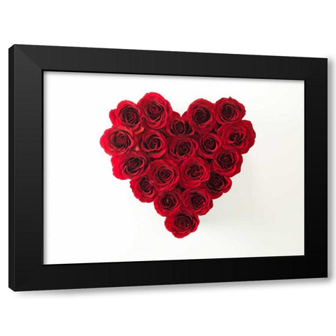 Rose flowers in heart shape Black Modern Wood Framed Art Print by Frank, Assaf