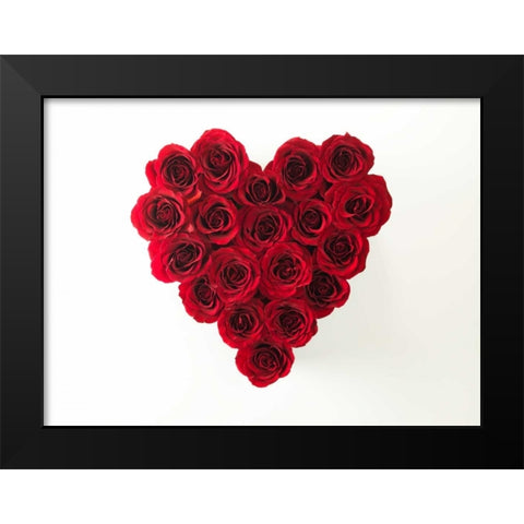 Rose flowers in heart shape Black Modern Wood Framed Art Print by Frank, Assaf