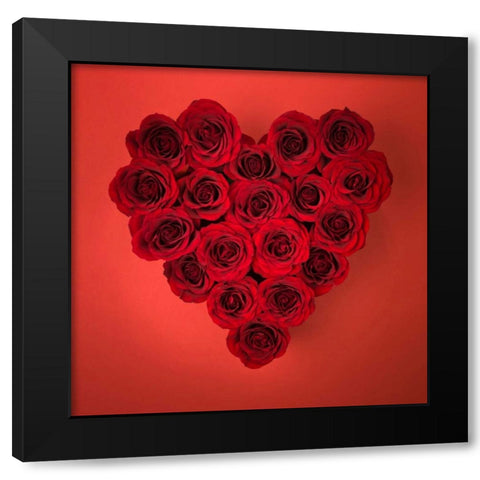 Rose flowers in heart shape Black Modern Wood Framed Art Print by Frank, Assaf