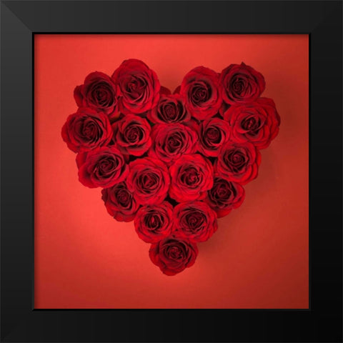 Rose flowers in heart shape Black Modern Wood Framed Art Print by Frank, Assaf