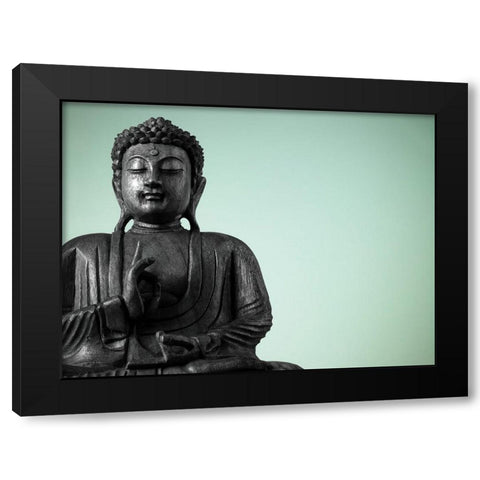 Buddha sculpture Black Modern Wood Framed Art Print by Frank, Assaf