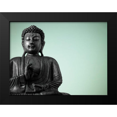 Buddha sculpture Black Modern Wood Framed Art Print by Frank, Assaf
