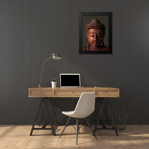 Buddha sculpture face Black Modern Wood Framed Art Print by Frank, Assaf