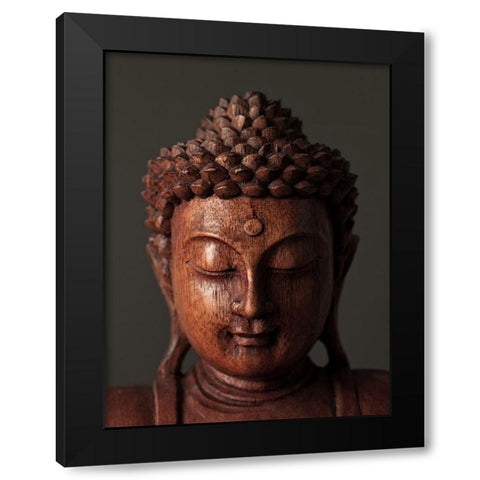 Buddha sculpture face Black Modern Wood Framed Art Print by Frank, Assaf