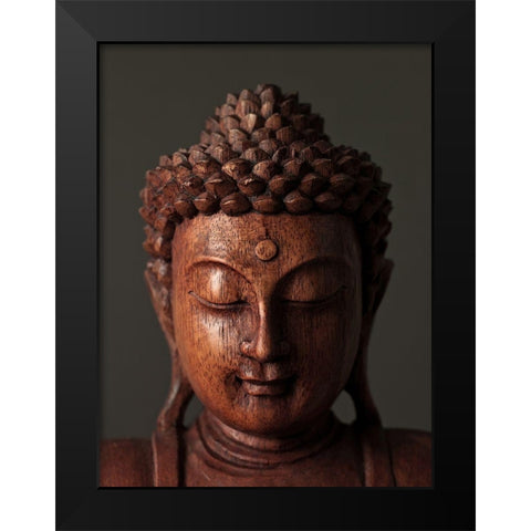 Buddha sculpture face Black Modern Wood Framed Art Print by Frank, Assaf