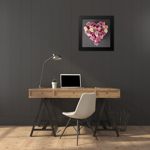 Rose Heart Black Modern Wood Framed Art Print by Frank, Assaf