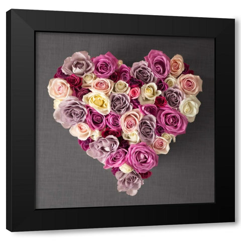 Rose Heart Black Modern Wood Framed Art Print by Frank, Assaf