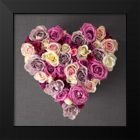 Rose Heart Black Modern Wood Framed Art Print by Frank, Assaf
