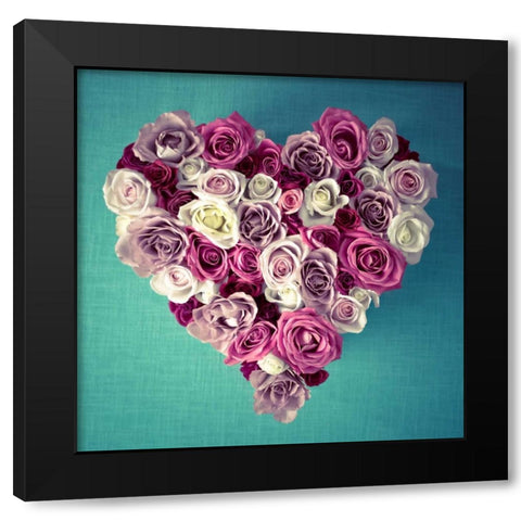 Rose Heart Black Modern Wood Framed Art Print by Frank, Assaf