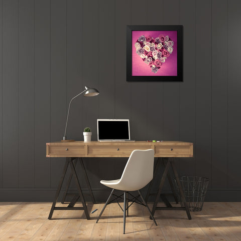 Rose Heart Black Modern Wood Framed Art Print by Frank, Assaf