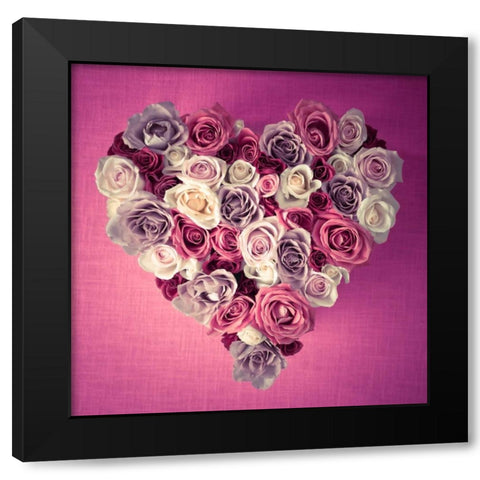 Rose Heart Black Modern Wood Framed Art Print by Frank, Assaf