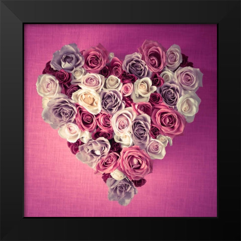 Rose Heart Black Modern Wood Framed Art Print by Frank, Assaf