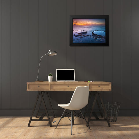 Tranquil beach Black Modern Wood Framed Art Print by Frank, Assaf