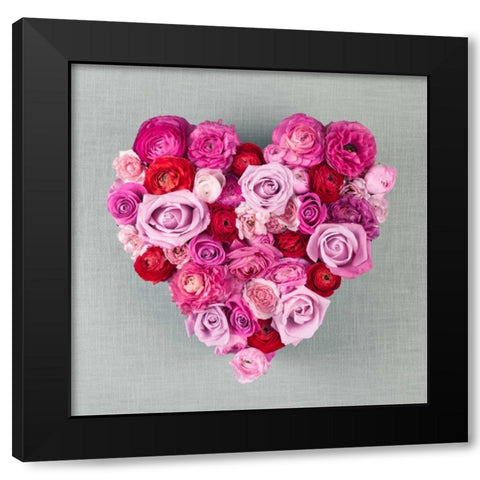 Rose Heart Black Modern Wood Framed Art Print with Double Matting by Frank, Assaf