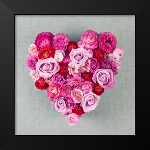 Rose Heart Black Modern Wood Framed Art Print by Frank, Assaf