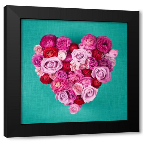 Rose Heart Black Modern Wood Framed Art Print with Double Matting by Frank, Assaf