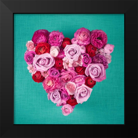 Rose Heart Black Modern Wood Framed Art Print by Frank, Assaf