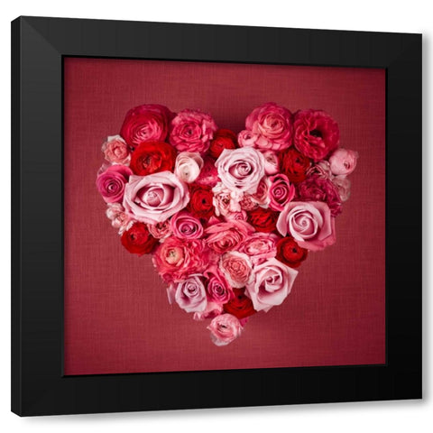 Rose Heart Black Modern Wood Framed Art Print by Frank, Assaf