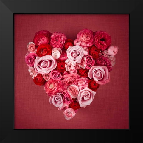 Rose Heart Black Modern Wood Framed Art Print by Frank, Assaf