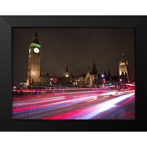 Big Ben at night Black Modern Wood Framed Art Print by Frank, Assaf
