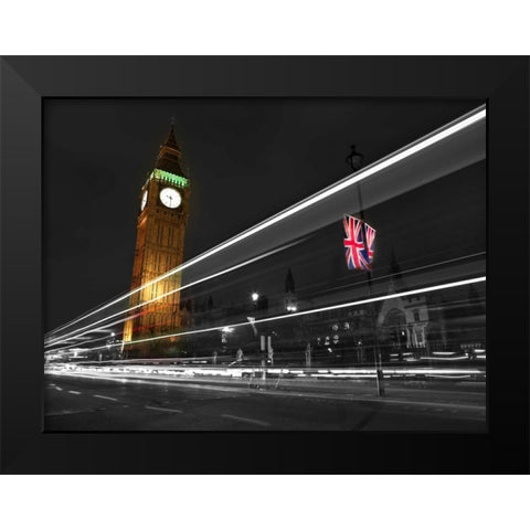 Big Ben at night Black Modern Wood Framed Art Print by Frank, Assaf
