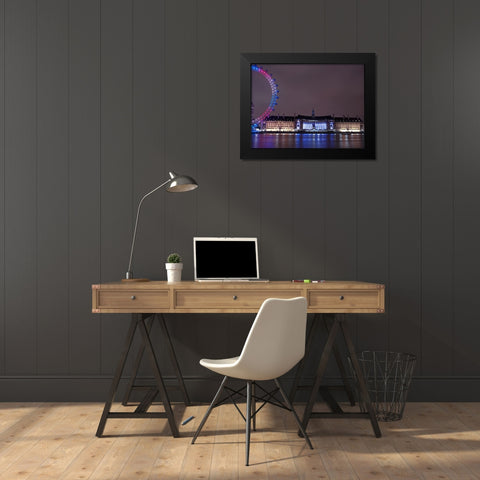 County Hall, London, at night Black Modern Wood Framed Art Print by Frank, Assaf