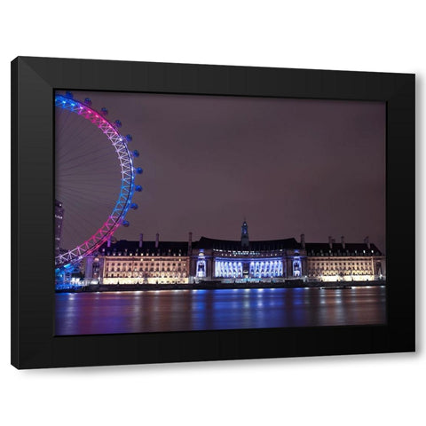 County Hall, London, at night Black Modern Wood Framed Art Print with Double Matting by Frank, Assaf