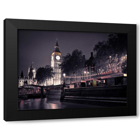 Big Ben at night Black Modern Wood Framed Art Print with Double Matting by Frank, Assaf