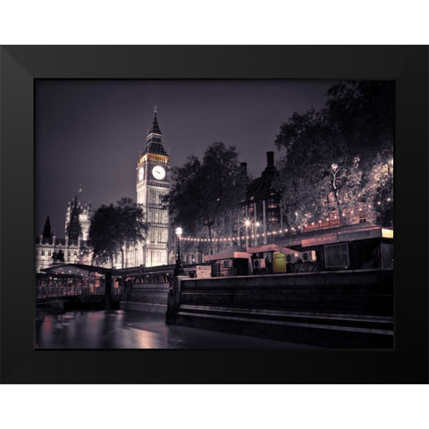 Big Ben at night Black Modern Wood Framed Art Print by Frank, Assaf