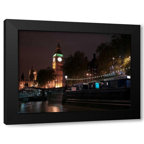 Big Ben at night Black Modern Wood Framed Art Print by Frank, Assaf