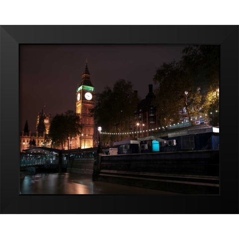 Big Ben at night Black Modern Wood Framed Art Print by Frank, Assaf