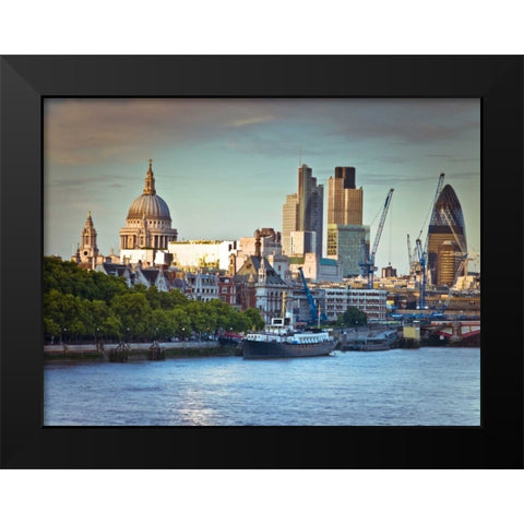 London skyline over the river Thames Black Modern Wood Framed Art Print by Frank, Assaf