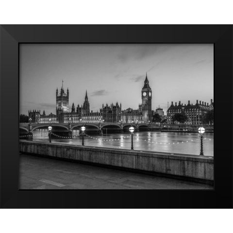 Houses of parliament over the river Thames Black Modern Wood Framed Art Print by Frank, Assaf