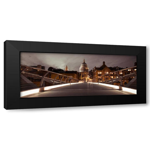 St Pauls Catedral from the Millennium Bridge Black Modern Wood Framed Art Print by Frank, Assaf