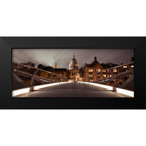 St Pauls Catedral from the Millennium Bridge Black Modern Wood Framed Art Print by Frank, Assaf