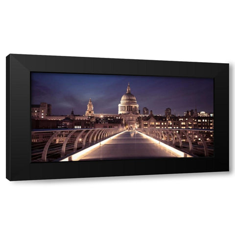 St Pauls Catedral from the Millennium Bridge Black Modern Wood Framed Art Print by Frank, Assaf