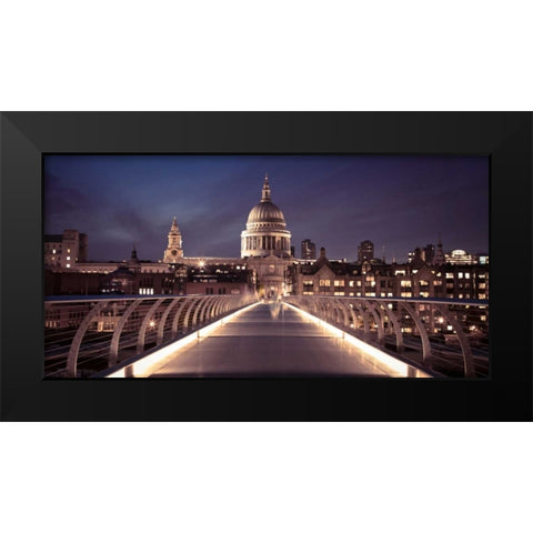 St Pauls Catedral from the Millennium Bridge Black Modern Wood Framed Art Print by Frank, Assaf